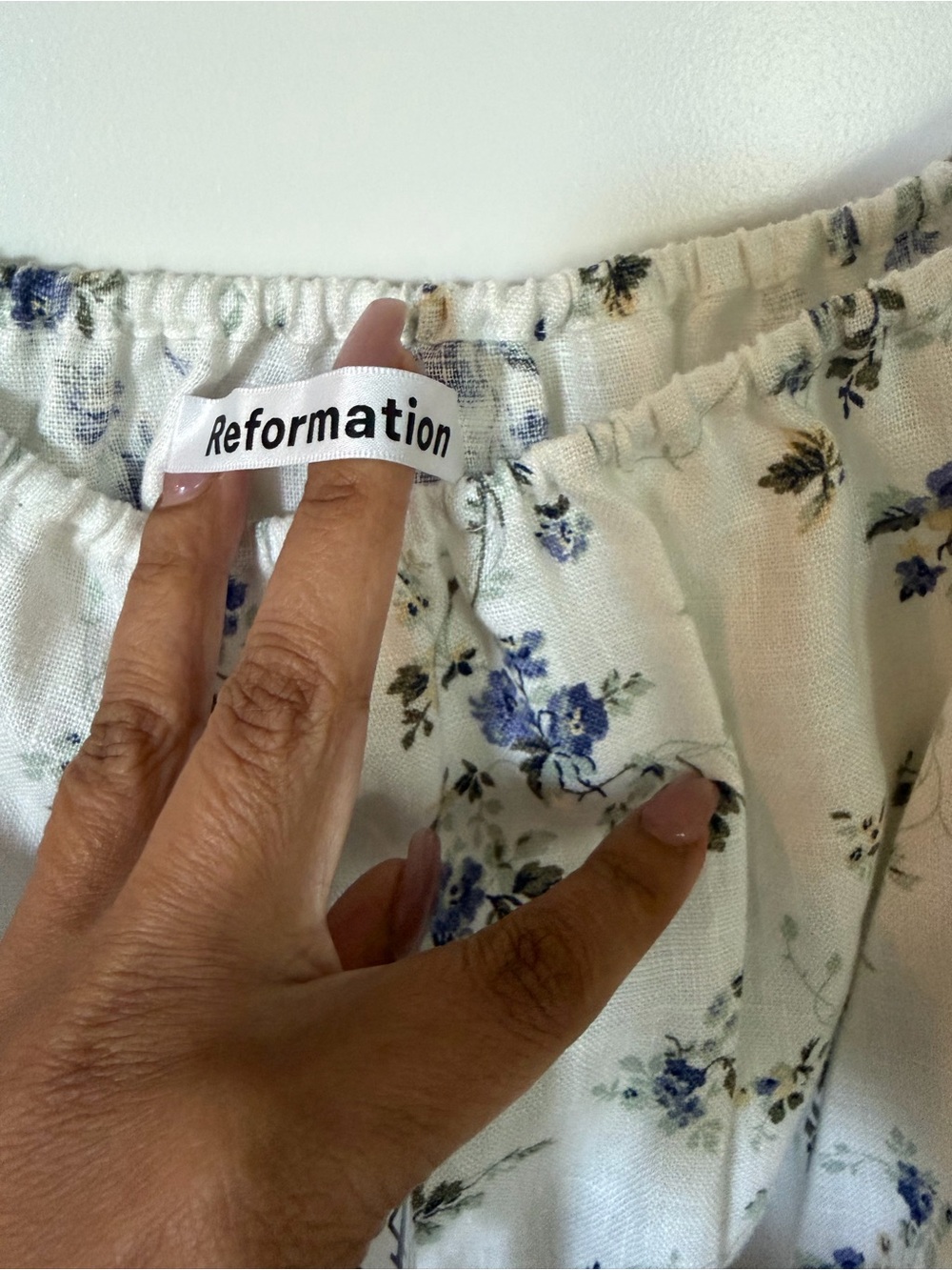 Reformation White Floral Puff-Sleeve Mini Dress - Picture 2 of 4